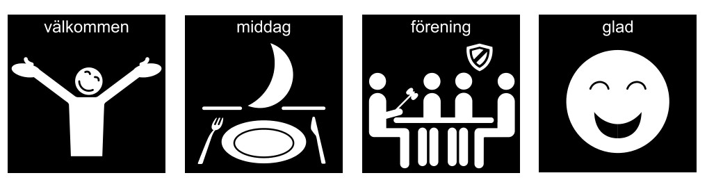 Pictogrambilder för välkommen, middag, förening och glad