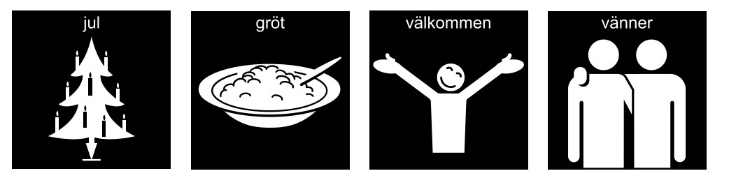 Pictogrambilder för jul, gröt, välkommen och vänner